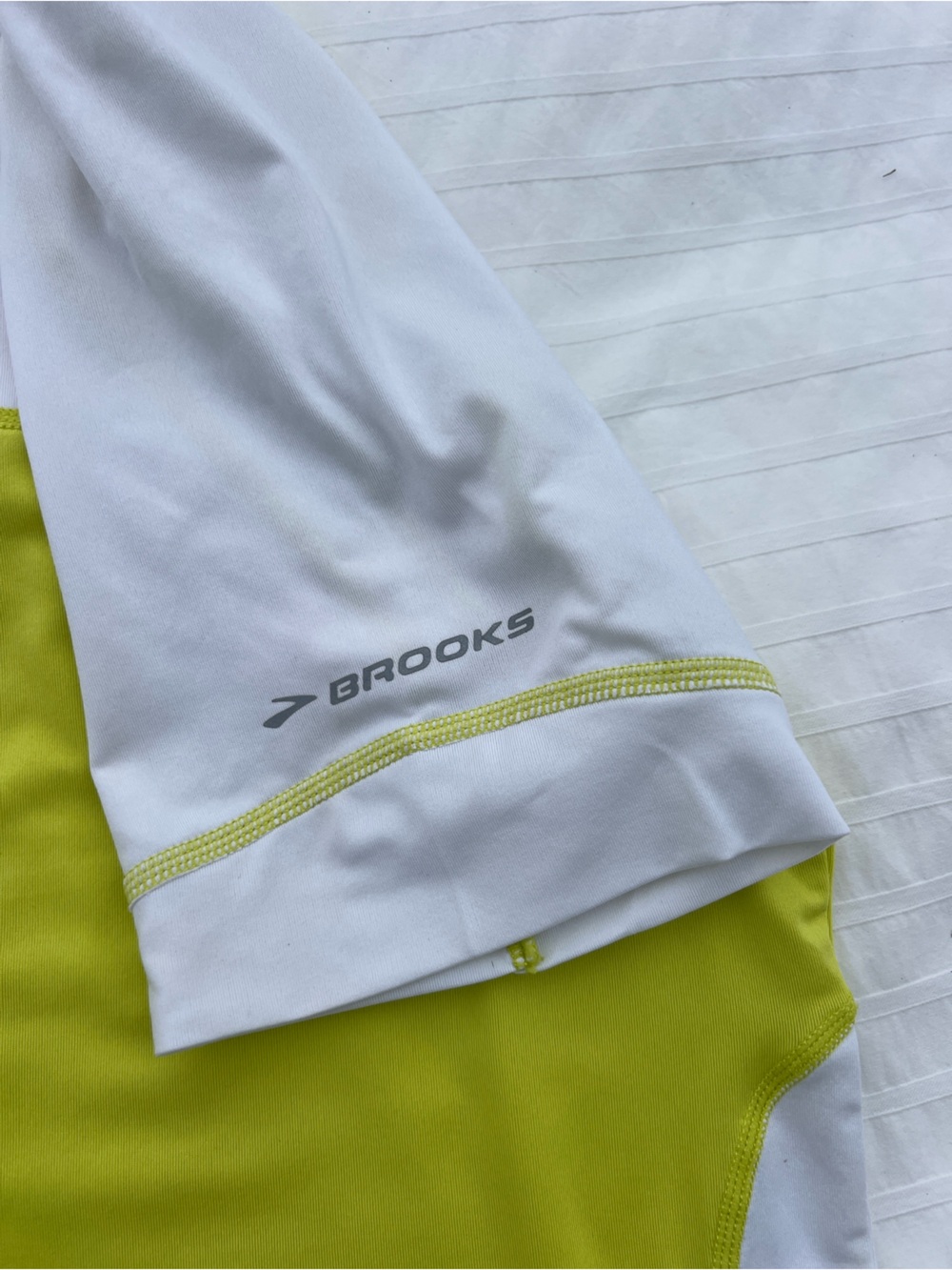 Brooks Equilibrium Technology Short Sleeve Running Tee, Lime Green and White, L - Picture 8 of 10